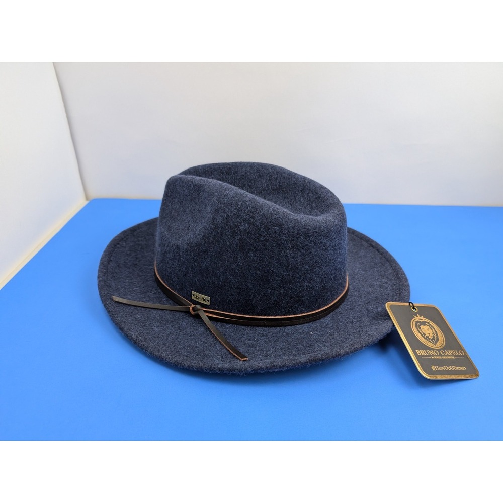 Bruno Capelo Tarik Collection Denim Blue Wool Felt Hat Fedora XL New TA-263